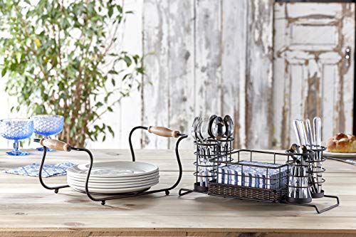Inspired Living by Mesa Inspired Living Utensil Silverware Organizer in Black Rustic Collection Buffet Caddy,