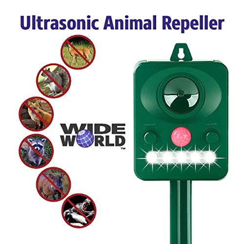 Ultrasonic Pest Repeller by Wide World - Solar Powered Waterproof Outdoor Wild...