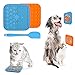 Czemo 3 pièces Tapis à Lécher pour Chien,Tapis de Léchage pour Chien Alimentation Lente avec Spatule en Silicone pour l'entraînement/Le toilettage etc,Apaiser Les émotions des Animaux - Bleu & Orange