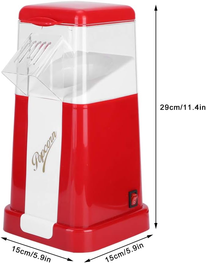 Electric Automatic Popcorn Machine With Removable Measuring Lids Mini Portable Plastic Popcorn Maker Household for Kitchen Red 5.9 X 5.9 X 11.4In(220V)