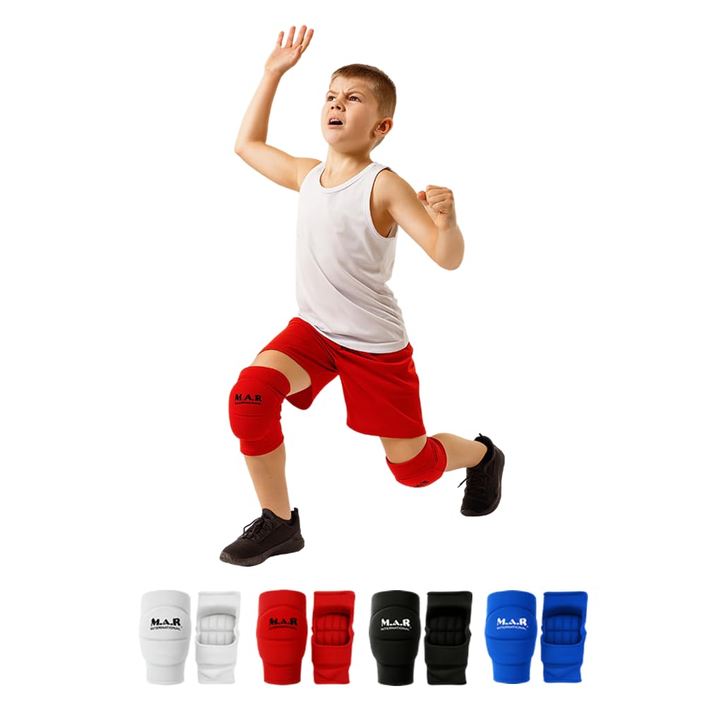 MAR | Red Elasticated MMA Knee Pads for Protection and Combat Sports Mixed Martial Arts Knee Support for Men and Women Knee Support Brace Taekwondo Protectors Knee Pads for Adults (XL)