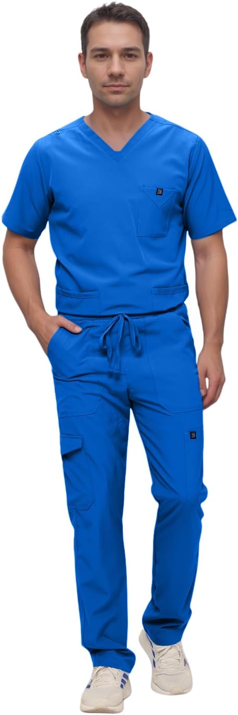 Monarch Uniforms Men's Scrub Set V-Neck Scrub Sets with Nine Large Pockets