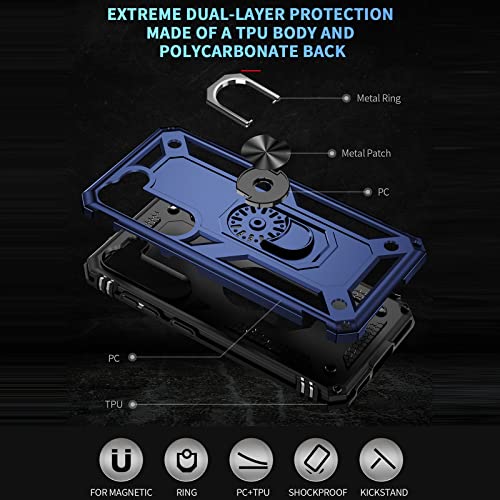 Image of ShieldTech Back Cover for Samsung Galaxy S23 Plus 5G | Rugged Armor Case with Ring Stand | 360 Protection | Shockproof | Camera & Screen Guard (PC, Blue)