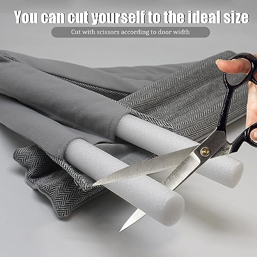 HIULLEN Tochtstopper voor deuren, deurafdichting, dubbele afdichting, tochtstopper, windstopper voor warmte-isolerend en energiebesparend, tochtstopper tegen tocht en lawaai (grijs) - Image 5