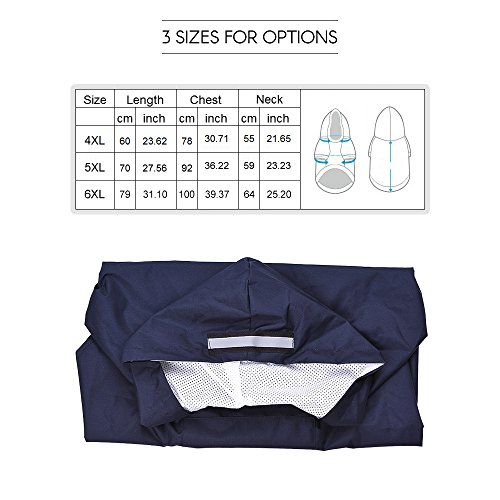 Cucudy 5XL Reflective Pet Dog capa de chuva capa de chuva impermeável com trela buraco para cães méd