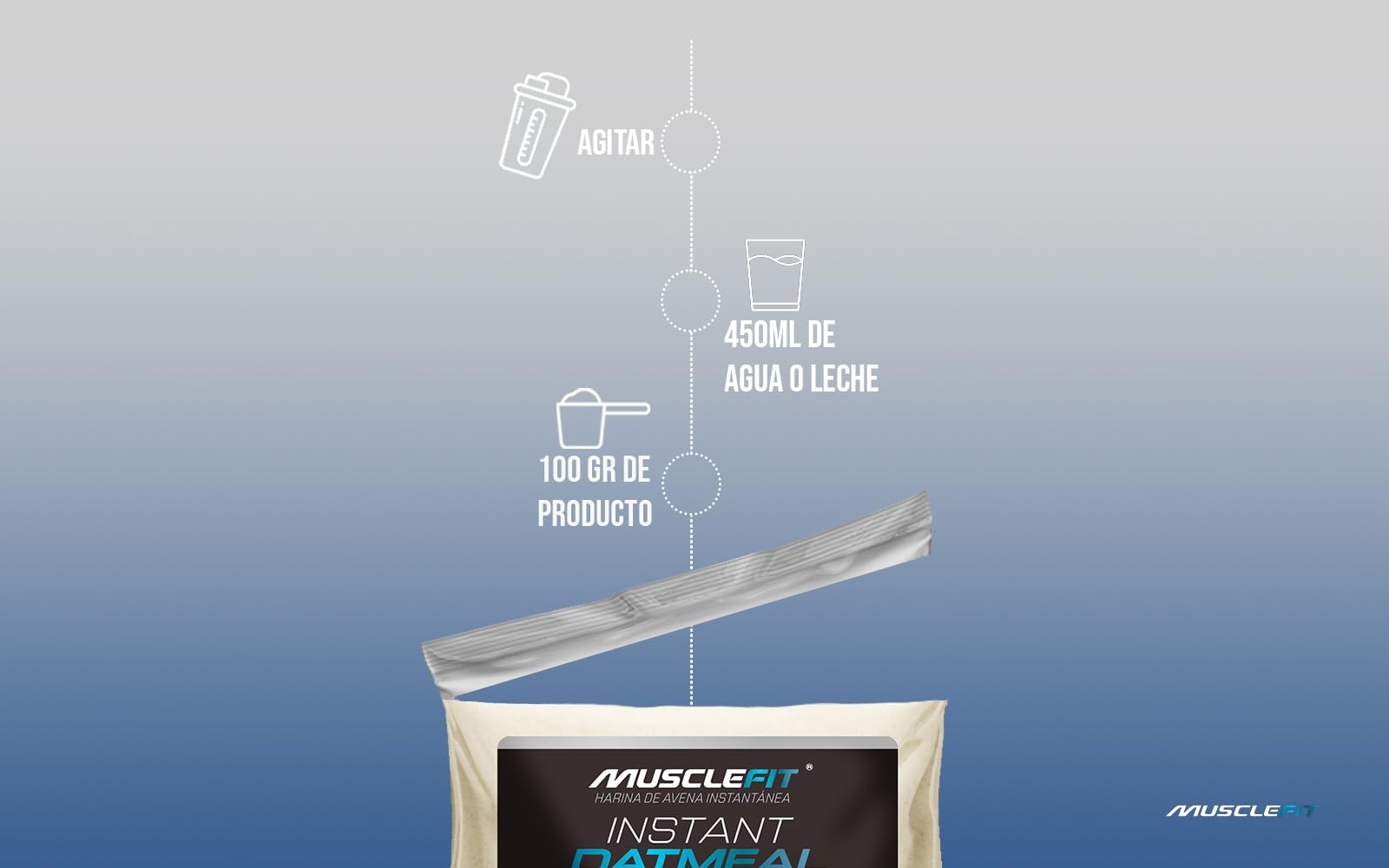 MuscleFit Harina de Avena Integral | 1kg de Avena Molida | Sabor Chocolate | Oatmeal | Bajo en grasas — view 5