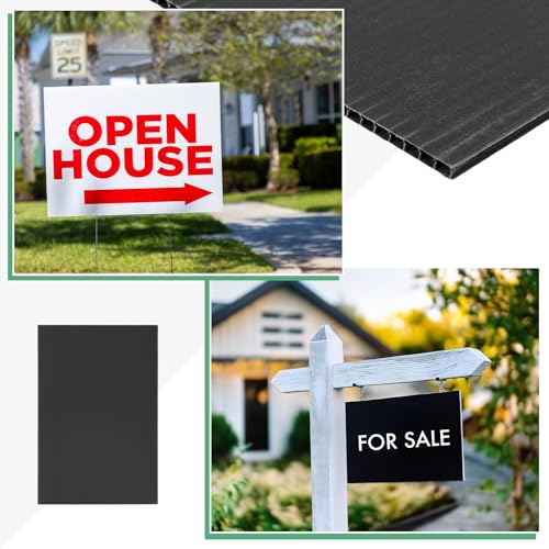 Image of M METERXITY 5-Pack Corrugated Plastic Sheets, 12 Inch x 18 Inch Waterproof Blank Corrugated Poster Board Yard Signs for Garage Sale /Office /Classroom /Party /Lawn Sign Road [3mm Thick, Black]