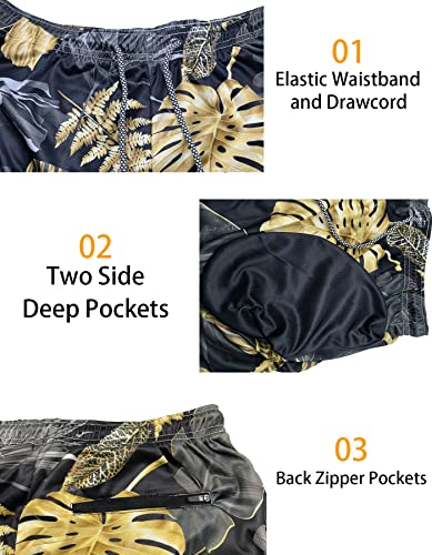 feelacle Mens Swim Trunks 9" Inseam Board Shorts Beach Swimwear Bathing Suit with Compression Lined and Pockets3