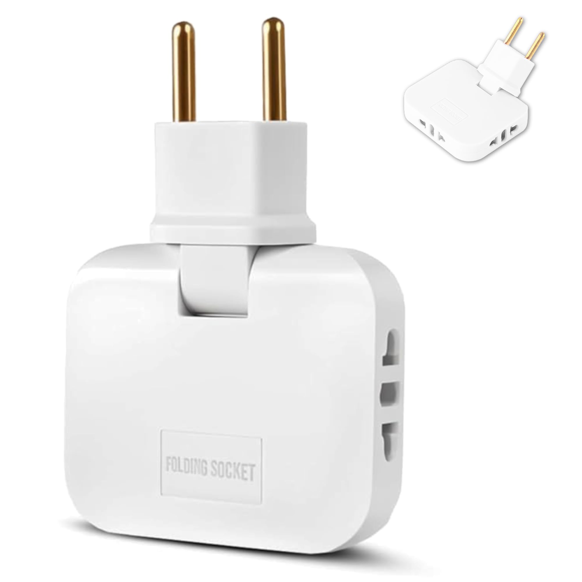 Ladrón Enchufes Plano 3 Tomas - Adaptador Europeo y Americano - Enchufe Plano Pared con Cabezal Giratorio 180º - Enchufe Extraplano para Hogar + Oficina + Electrodomésticos - Color Blanco | 3-Stars