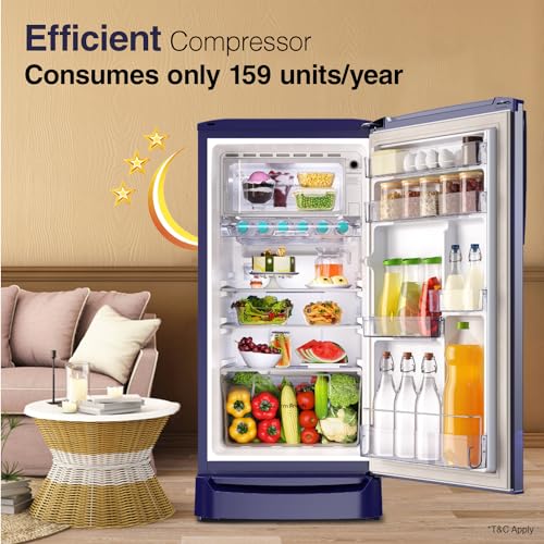 Image of Godrej 183 L 3 Star Farm Fresh Crisper Technology With Jumbo Vegetable Tray Direct Cool Single Door Refrigerator Appliance(, RD R190C THF WV BL, Wave Blue)
