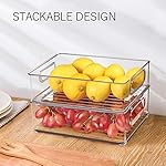 Stackable Refrigerator Organizer Bins, 6 Pack Clear Kitchen Organizer Container Bins with Handles and 20 PCS Plastic Bags for Pantry, Cabinets, Shelves, Drawer, Freezer - Food Safe, BPA Free 10"L - Image 2