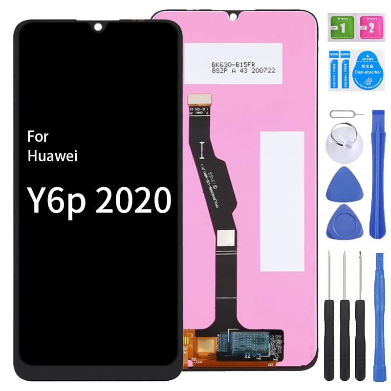 iYAiYO Schermo LCD Display Digitalizzatore Touch Screen Ricambio Compatibile con Huawei Y6p Med-LX9, MED-LX9N Schermo Completo con Strumenti-Nero