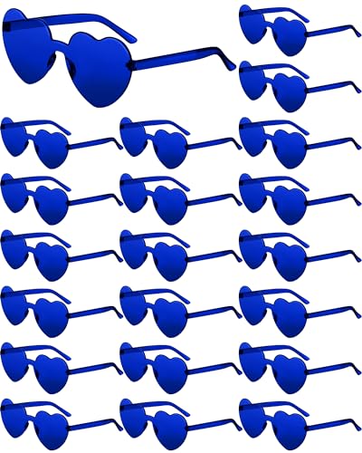 Frienda 20 Pairs Heart Shaped Sunglasses Rimless Candy Color Glasses for Women Men Party Favor