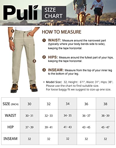 Puli Khaki Cargo Pants For Men Stretch Golf Relaxed Fit Business Casual Lightweight Flat Front Dress Outdoor Pants 36 #TOP6