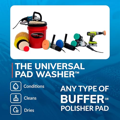 GRIT GUARD Universal Pad Washer Kit - Polishing Pad Cleaner Compatible with Dual Action Rotary and Orbital Polisher Foam, Wool, Microfiber, Felt Disc