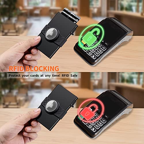 Semorid Minimalist Men Metal Wallet With Airtag Holder | Aluminum Credit Card Holder With Expandable Backplate | Trackable Wallet For Apple Air Tag Gps | Rfid Blocking Front Pocket Money Case (Black) #TOP5
