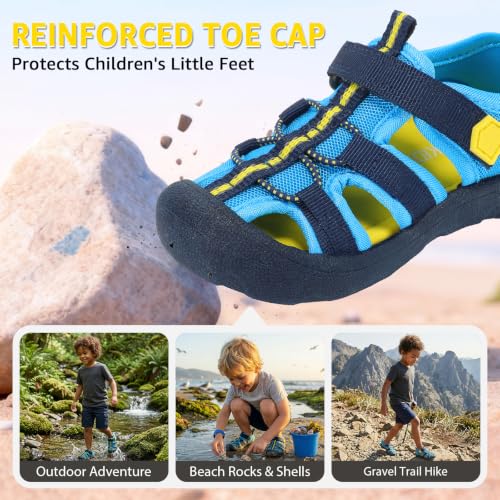 Image of Wide Toe Box Toddler Sandals Water Shoes Boys Girls Quick Dry Summer Beach