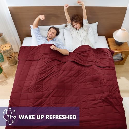 Image of yescool Weighted Blanket for Adults (30 lbs, 88 inch x 104 inch, Red) Cooling Heavy Blanket for Sleeping Perfect for 290-310 lbs, King Size Breathable Blanket with Premium Glass Bead