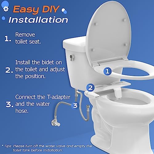 SAMODRA Ultra-Slim Hygienic Bidets Attachment for Existing Toilets - Adjustable Fresh Water Pressure Dual Nozzle (Frontal & Rear Wash) Easy to Install, Rose Gold - Image 5