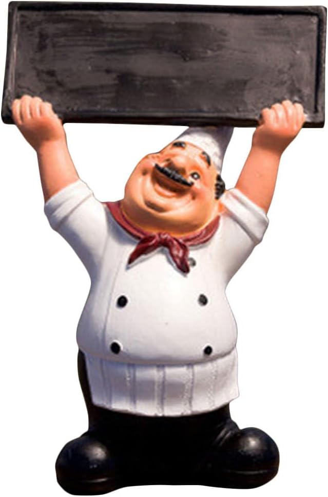 Chef Figure with Chalkboard 7.87 Inch Desktop Ornament for Kitchen Table Decoration and Reusable Menu Notes in Restaurant