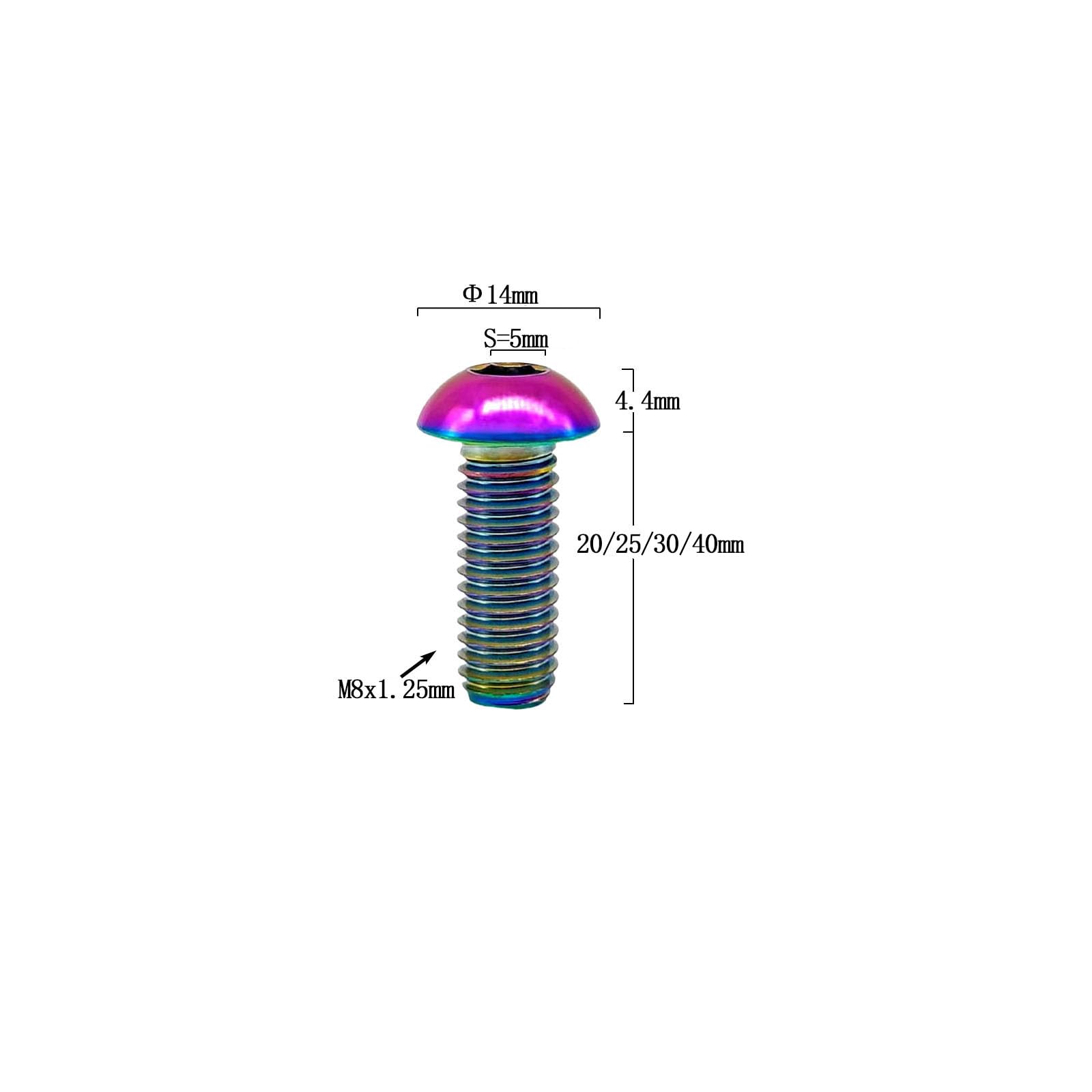 RISON 5 stuks titanium lenskopschroeven met binnenzeskant M3 x 15 mm, volledige schroefdraad halfronde kopschroef van titanium GR5 ISO7380, platte kopschroef lensschroef knopschroef ronde kop