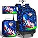 CCJPX Rolling Backpack for Men, 21 Inch football Roller School Bookbag with Lunch Bag, Water Resistant Wheeled Backpacks for Teens Boys Elementary Travel