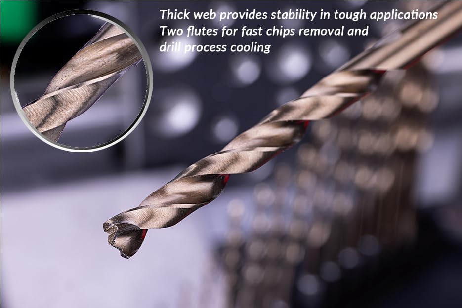 Miniatura 6 de NordWolf Juego de 14 brocas métricas de cobalto para acero inoxidable y metales duros, con vástago hexagonal de 14 pulgadas para mandriles rápidos y