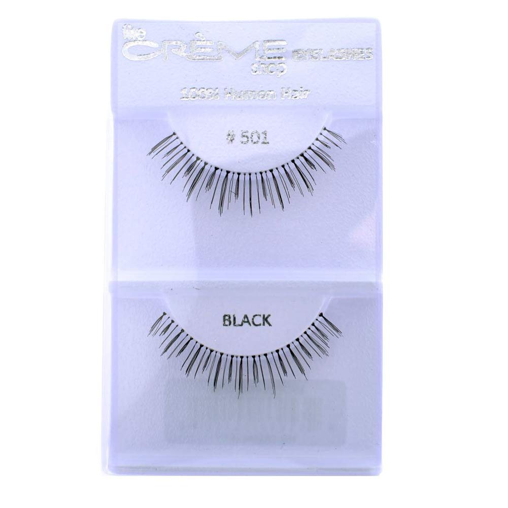 12 Pairs Crème 100% Human Hair Natural False Eyelash Extensions #501