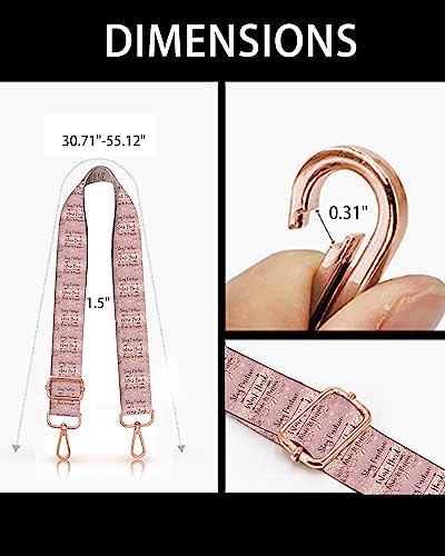 Image of Purse Straps Rose Gold Buckles Wide Shoulder Strap,Fashion Adjustable Replacement Belt for Crossbody Canvas Bag Handbag(Stay Positive Inspirational Quote)