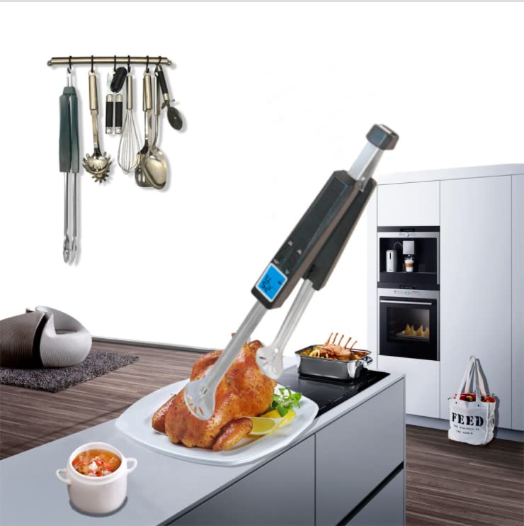 review Siuhaau Grill Tongs for Cooking Accessories| 3 in 1 Cooking Tongs with Meat Thermometer & Timer 16-inch Extra Long| Stainless Steel Kitchen Tongs, Outdoor Grill Accessories and BBQ Tongs Black