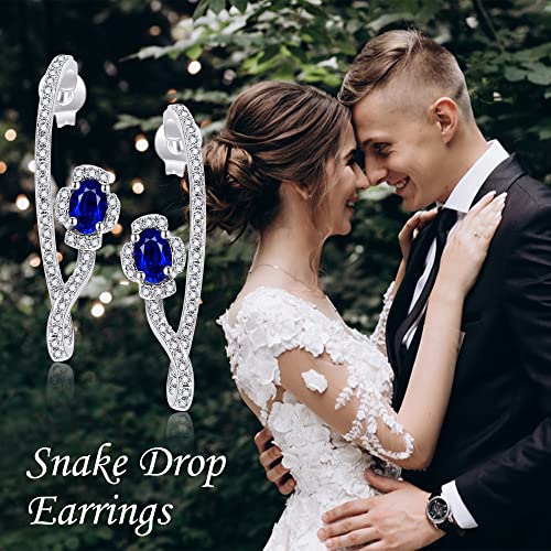 Aurianne Bule Stud Earrings Sterling Silver Cubic Zirconia Bule Spiral Earrings Jewelry Anniversary Birthday Gifts For Woman Girls #TOP5