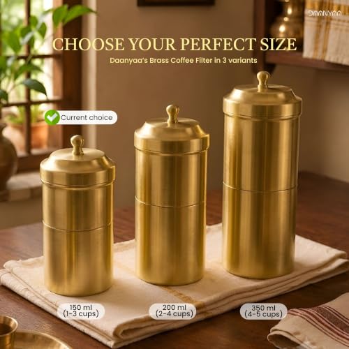Image of Pure Brass Coffee Filter | 1-3 Cups | Authentic South Indian Degree Kaapi Maker | Premium Handcrafted | Reusable Brass Drip Coffee Filter | Weight 250g | Capacity 150 ml