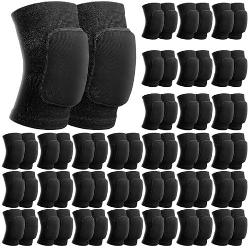 Image of Simgoing 30 Pairs Volleyball Knee Pads Bulk for Dancers, Cheerleaders, Breathable Knee Pads for Men Women Kids Knees Protective, Knees Brace Volleyball Dance Tennis Workout Climbing (M,Black)
