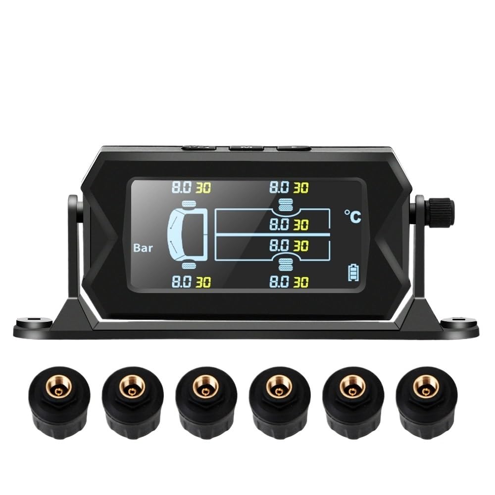 Tpms Sistema de monitoreo de presión de neumáticos Solar inalámbrico con 6 sensores externos Alarma Digital Coche Medidor Presion Neumaticos
