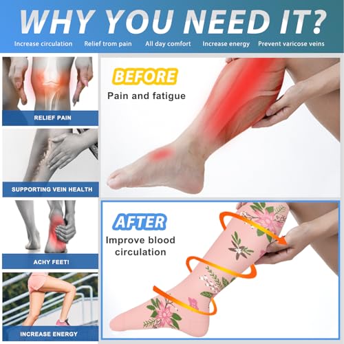 Image of Aoliks Medical Compression Socks for Women & Men, Support Knee High Socks for Running,Nurses,Travel