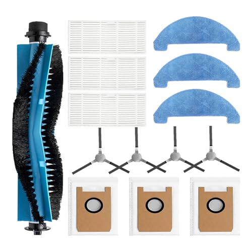 Replacement for Loorow AT800 Accessories : Replace Part for Loorow AT800 3-in-1 Robot Vacuum 1 Main Brush 4 Side Brush 3 Filter 3 Mop Pad 3 Dust Bag (14 Pack)