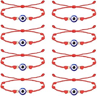 JeryWe 8 Pieces Evil Eye Bracelets Ojo Bracelets Red String Evil Eye Jewelry for Protection and Blessing Adjustable