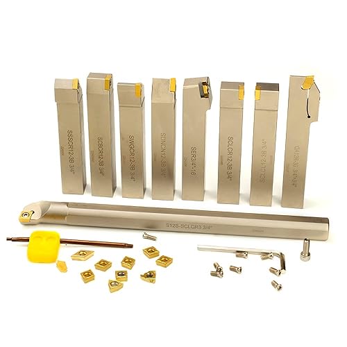 Miniatura 6 de OSCARBIDE Juego de 9 piezas de soporte para herramientas de torno CNC y barra de mandrinar, soportes de herramientas indexables chapados en níquel