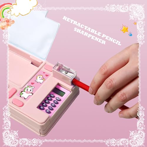 Image of Pop Up Multifunction Pencil Case, Cute Cartoon Pen Box Organizer Stationery with Calculators, Sharpener, Schedule, School Supplies, Best Birthday Gifts for Kids