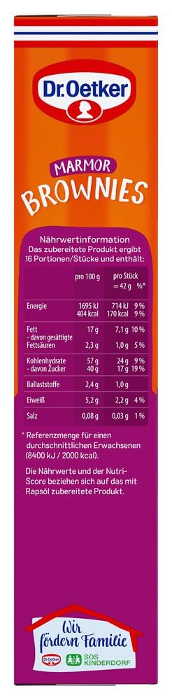 Dr. Oetker Brownies Marmor, 8 x 450 g, Backmischung für marmorierten Rührteig, zum Zubereiten von 16 individuell marmorierten Brownies, inkl. praktischer Backform