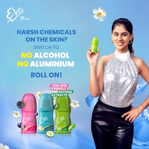Image of Eva Splash Underarm Deo Rollon |For Fresh Underarms, 50Ml & Eva Purse Perfume Aura |Floral | 18 Ml Combo Pack