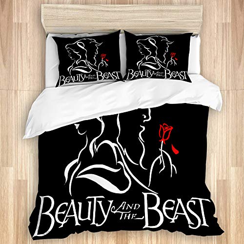 SUGARHE Bettwäsche Set,Die Schöne und das Biest,1 Bettbezug 135x200cm+2...