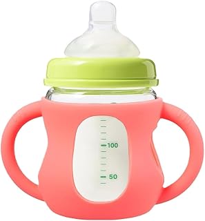 Silicone Nursing Bottle Handle Removable Silicone Sleeve | Breast Milk Bottle Handle for Milk Water Feeding Formula Transition Home Travel