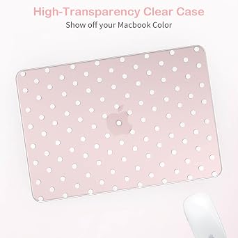Feams MacBook Neo 13インチケース 2026 A3404用、スタイリッシュな保護クリアケース ハードシェル 透明カバー MacBook Neo 13インチ 2026 A18 Pro Chip用 キーボードカバー付き 水玉