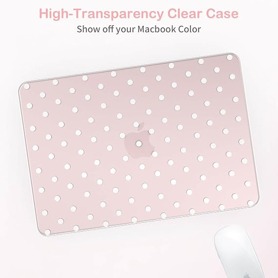 Feams MacBook Neo 13インチケース 2026 A3404用、スタイリッシュな保護クリアケース ハードシェル 透明カバー MacBook Neo 13インチ 2026 A18 Pro Chip用 キーボードカバー付き 水玉