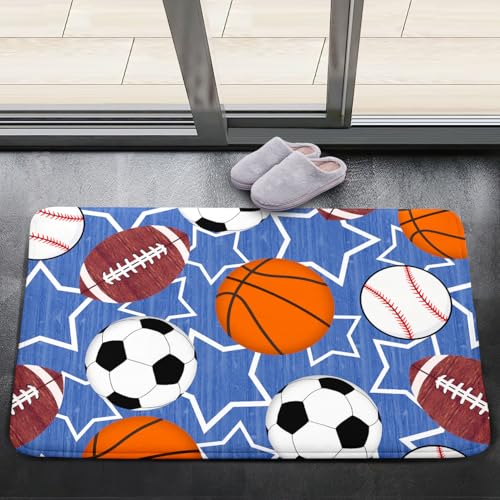 Kids Sports Balls Mat - Balls Rug for Boys Kids Room Sports Carpet Rugs, 2'×3'