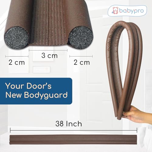 Image of BabyPro 38 inch Door Guard Strips Pack of 10, Door Seal Gap Filler, Brown | Polyester Foam Material, Sound-Proof, Noise & Dust Blocker, Insect Protector