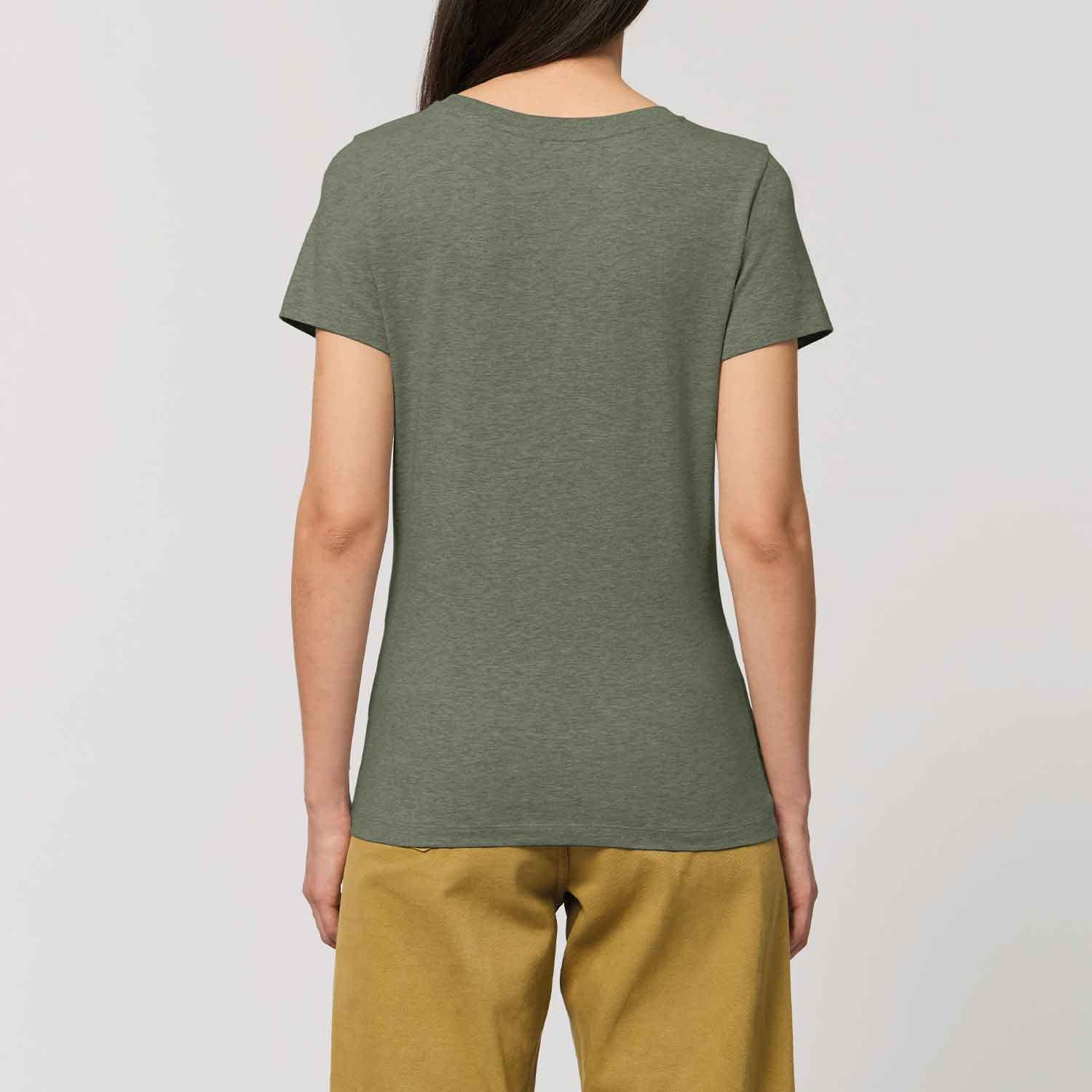 Damska koszulka Expresser - Too Creative - Sportowy styl Street-Style Basic T-shirt z bawełny organicznej na wiosnę i lato, Mid Heather khaki, S