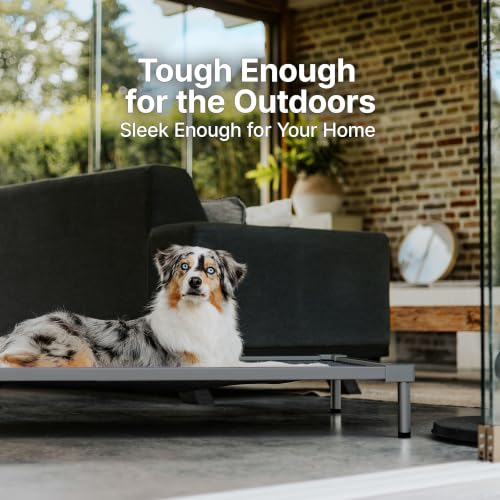 Image of Premium Elevated Dog Bed, Chew Proof Aluminum Alloy Heavy Duty Dog Supplies, Cooling Raised Pet Cot Indestructible with Anti-Rust Washable Assembly for Crate Outdoor (Grey, Medium(40.6 inchx 28.7 inch x 7 inch))