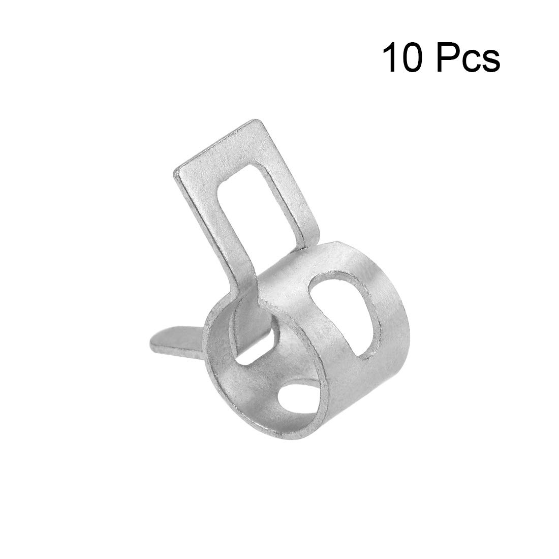 uxcell Spring Band Type Clamp 8mm Inner Dia Fit 8.5-9.2mm OD Hose Fuel Line Silicone Tube Clips Clamp Silver Manganese Steel 10Pcs - Image 2